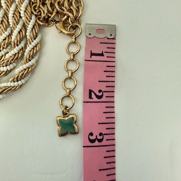 BCBG Max Azria Gold White 3 Strand Rope Chain Necklace Heavy Vintage-Inspired - Picture 7 of 13